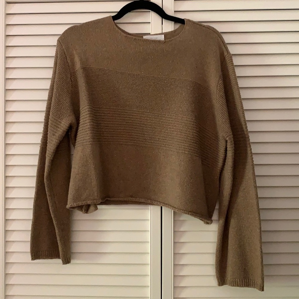 Oak + Fort Tan Knit Sweater Top XS 0 2